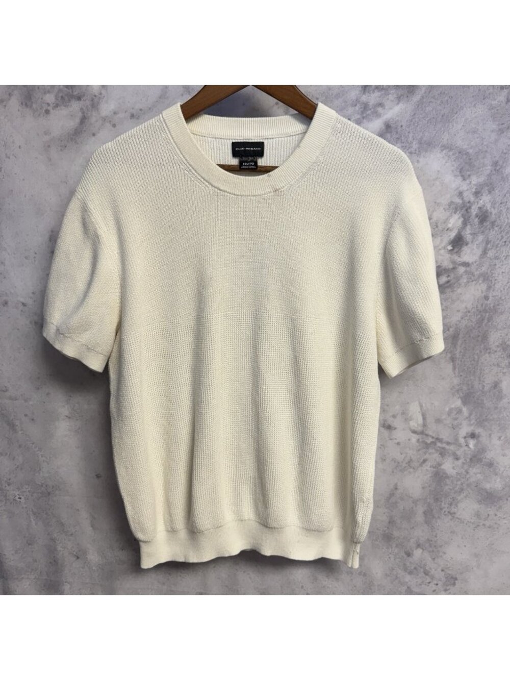 Club Monaco Knit Sweater Shirt Mens 2XL White Cotton
